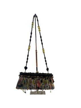 Mary Frances Beaded Fringe Evening Clutch Handbag Party Cocktail Fabric Vintage